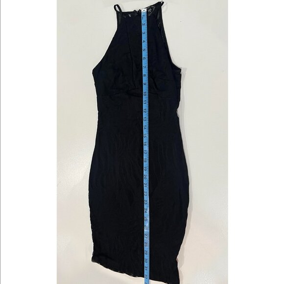 GUESS Black Lace Halter Bodycon Dress with Triangle Lace Detail - Picture 3 of 7